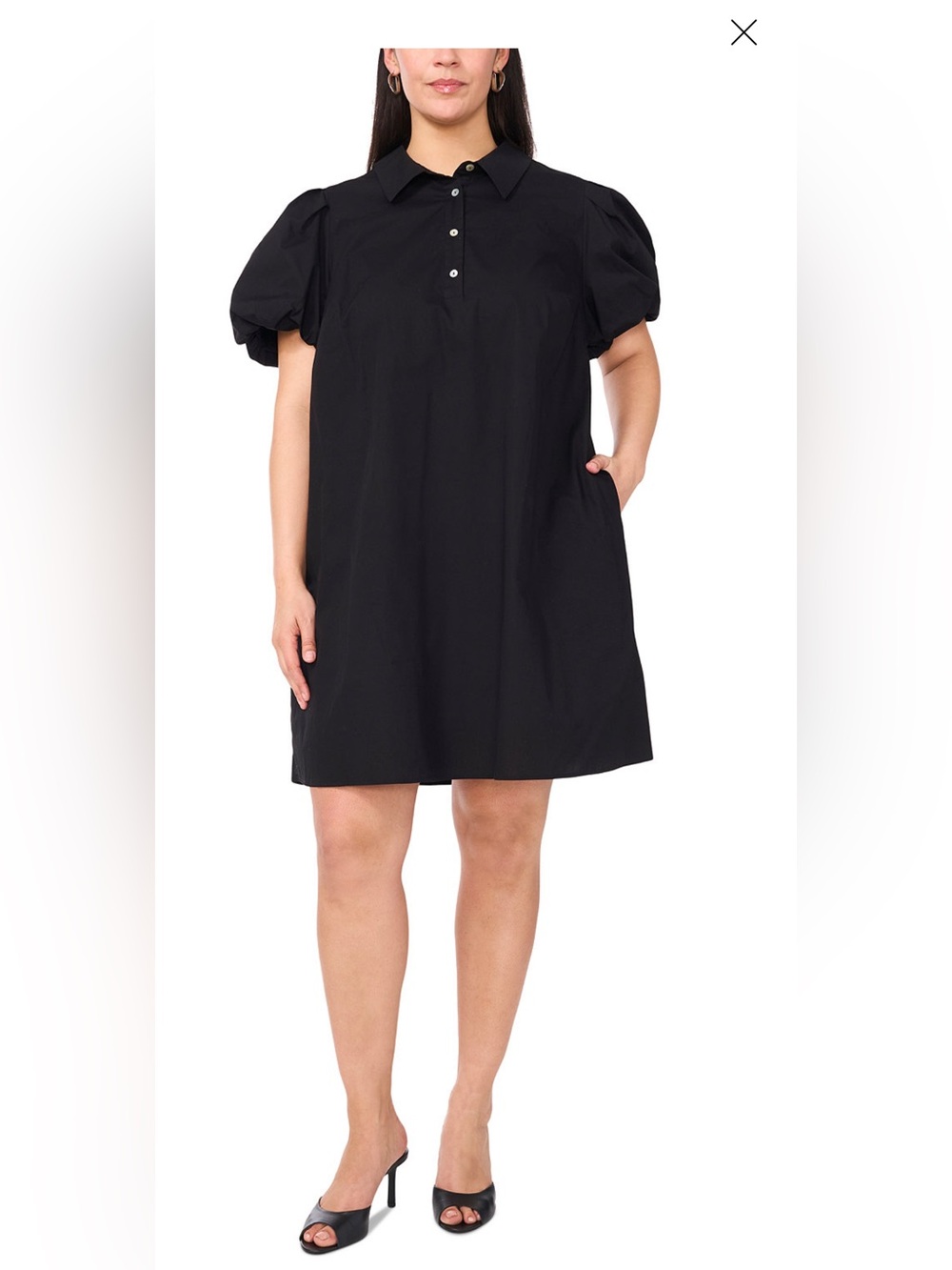 MSK-Navy Blue Puff Sleeve Mini Dress